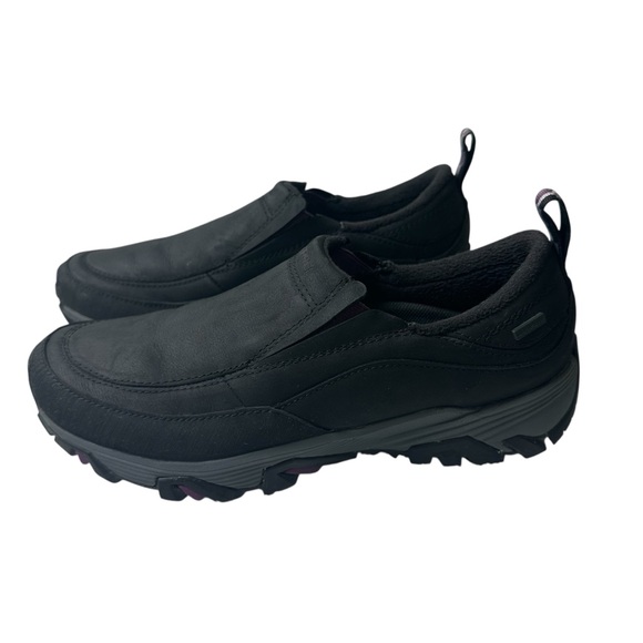 Merrell Women’s Jungle Moc Nubuck Waterproof Black Winter Slip-On Shoes - Picture 1 of 16